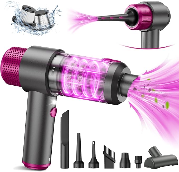 Handheld Cordless Car Vacuum Cleaner, 4-in-1 Portable Mini Car Vacuum Cleaner, 15000PA High Power & Air Duster with LED Light