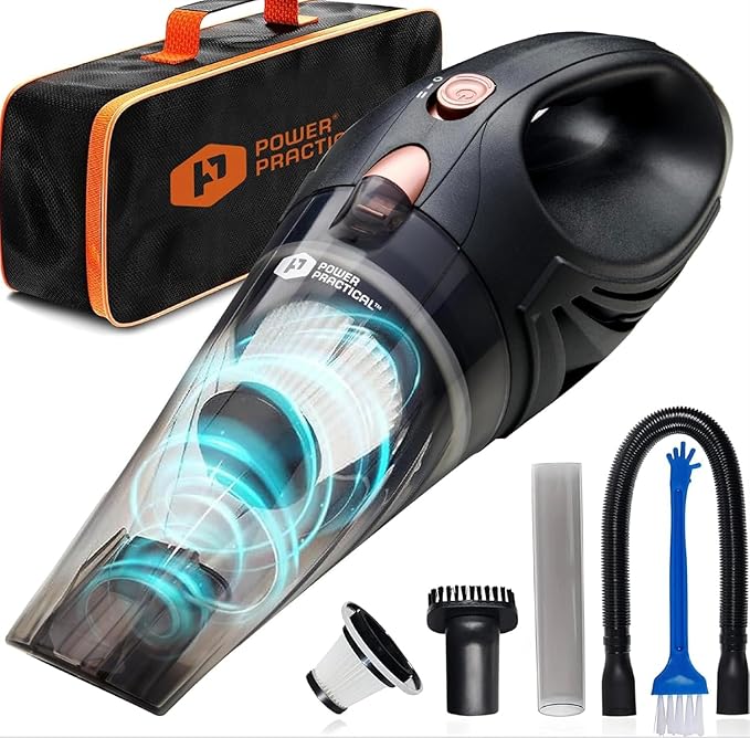 Handheld Cordless Vacuum Cleaner, Rechargeable Portable Car Vacuums W/Strong Suction, Bag & Attachments, Small Vac Cleaner