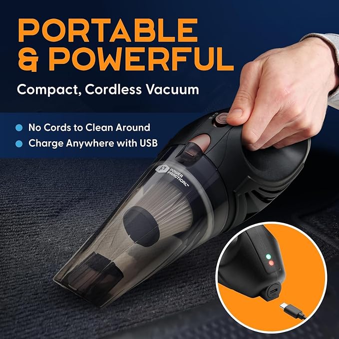 Handheld Cordless Vacuum Cleaner, Rechargeable Portable Car Vacuums W/Strong Suction, Bag & Attachments, Small Vac Cleaner