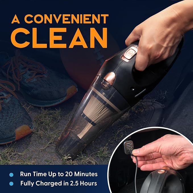 Handheld Cordless Vacuum Cleaner, Rechargeable Portable Car Vacuums W/Strong Suction, Bag & Attachments, Small Vac Cleaner
