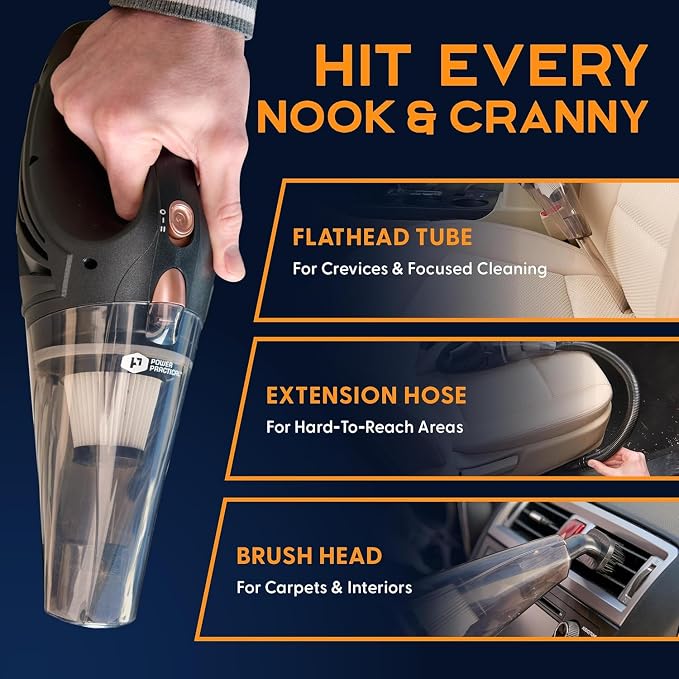 Handheld Cordless Vacuum Cleaner, Rechargeable Portable Car Vacuums W/Strong Suction, Bag & Attachments, Small Vac Cleaner