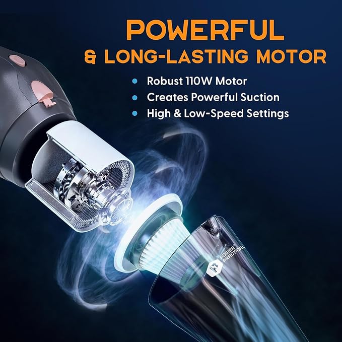 Handheld Cordless Vacuum Cleaner, Rechargeable Portable Car Vacuums W/Strong Suction, Bag & Attachments, Small Vac Cleaner