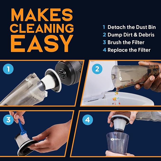 Handheld Cordless Vacuum Cleaner, Rechargeable Portable Car Vacuums W/Strong Suction, Bag & Attachments, Small Vac Cleaner