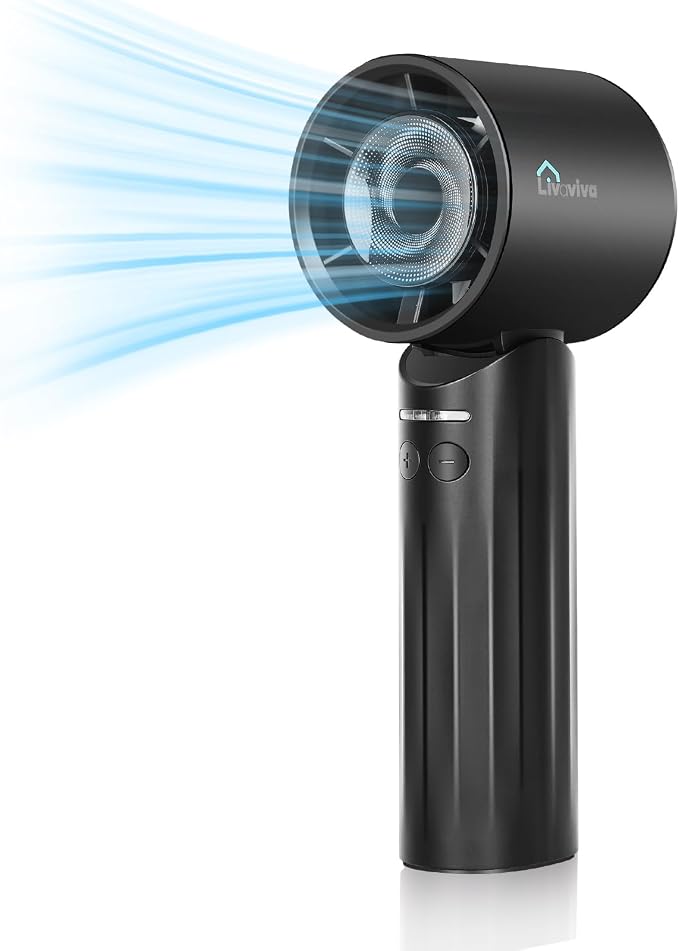 Handheld fan, adjustable blowing angle, mini portable turbo fan, USB Type-C rechargeable, infinitely variable speed