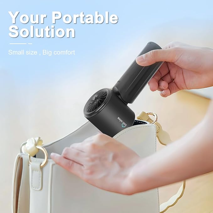 Handheld fan, adjustable blowing angle, mini portable turbo fan, USB Type-C rechargeable, infinitely variable speed