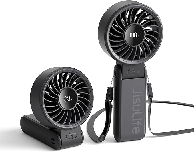 Handheld Fan Life7 – Ultimate Flexibility: High-Power Motor, LED Display, 13 Hrs Cooling, 3600mAh Rechargeable, 5-Speed