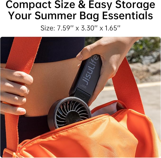 Handheld Fan Life7 – Ultimate Flexibility: High-Power Motor, LED Display, 13 Hrs Cooling, 3600mAh Rechargeable, 5-Speed