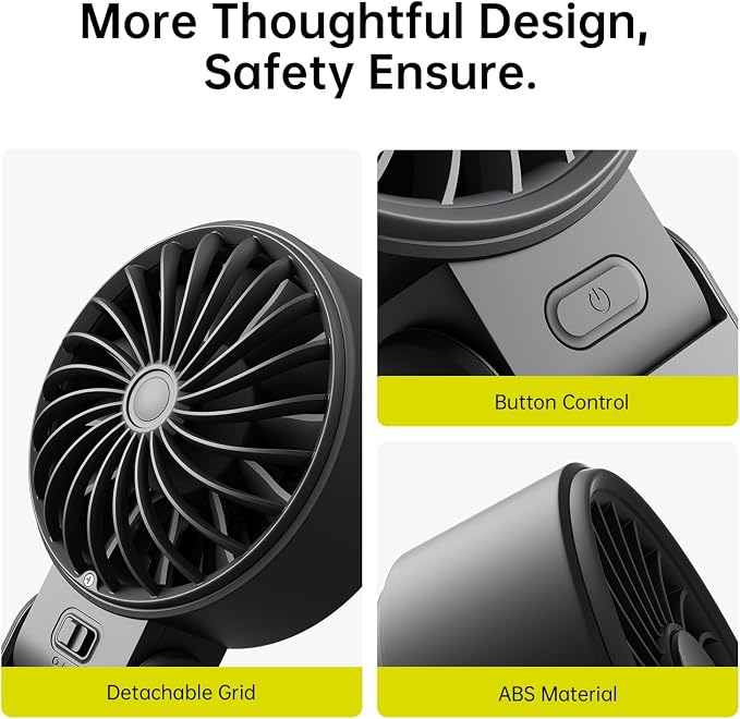 Handheld Fan Life7 – Ultimate Flexibility: High-Power Motor, LED Display, 13 Hrs Cooling, 3600mAh Rechargeable, 5-Speed