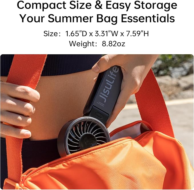 Handheld Fan Life7 – Ultimate Flexibility: High-Power Motor, LED Display, 19.5 Hrs Cooling, 5000mAh Rechargeable, 5-Speed