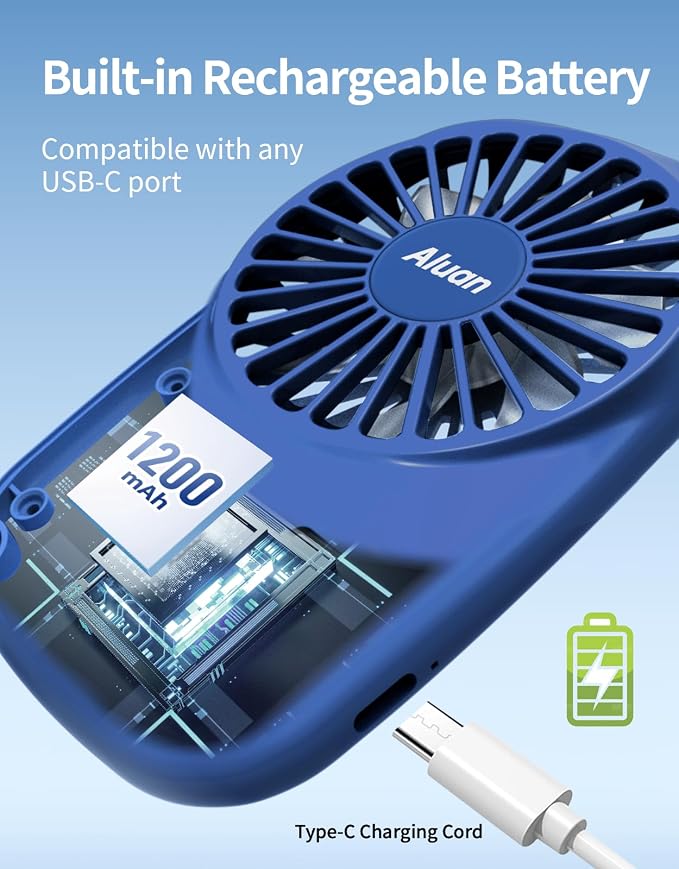 Handheld Fan Mini Fan Powerful Small Personal Portable Fan Speed Adjustable USB Rechargeable Cooling for Kids Girls Boys