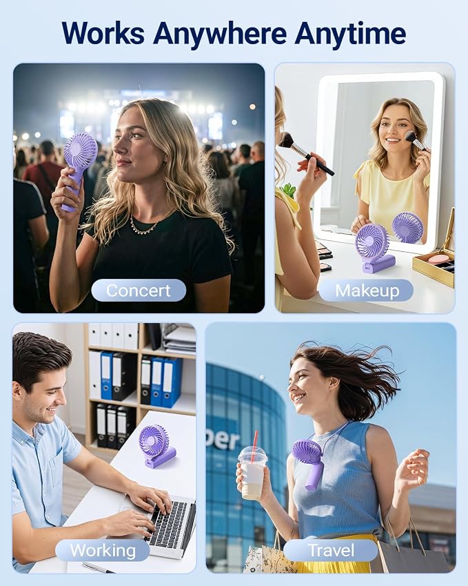 Handheld Fan, Portable Fan, 5000mAh Rechargeable Battery, 6 Speed Wind, LED Display, Personal Mini Travel Fan with Backup