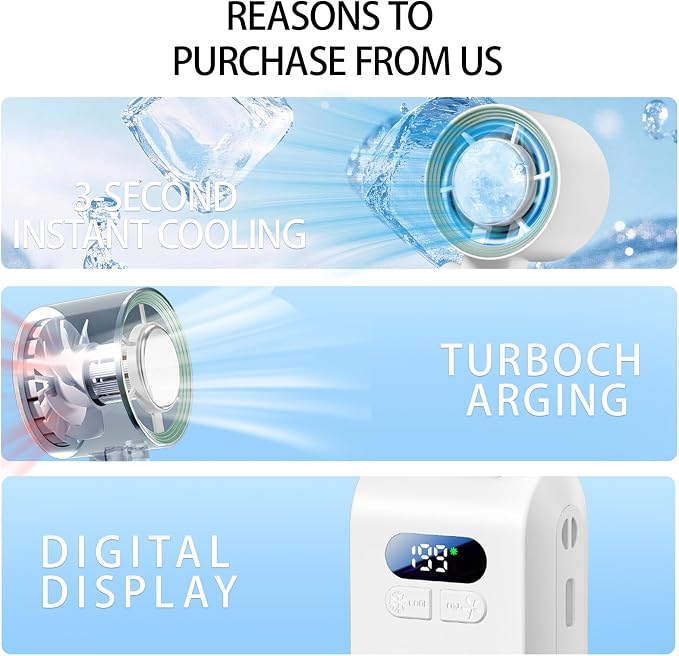 Handheld Fan, Portable Handheld Fan with Ice Function, mini personal fan, Turbo Powerful Rechargeable Fans,1-199 Speed