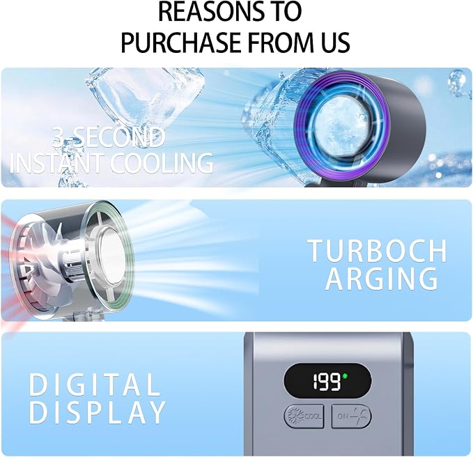 Handheld Fan, Portable Handheld Fan with Ice Function, mini personal fan, Turbo Powerful Rechargeable Fans,1-199 Speed