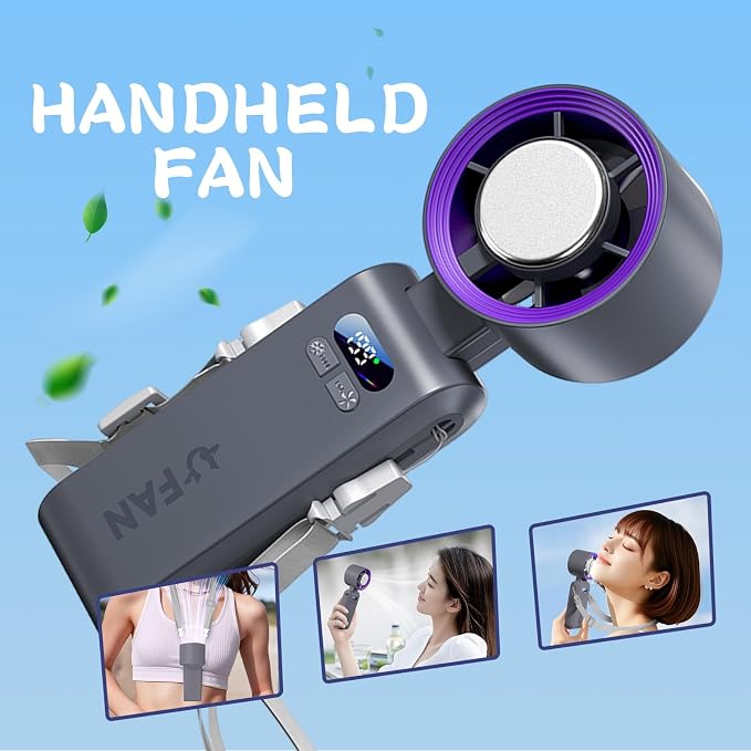 Handheld Fan, Portable Handheld Fan with Ice Function, mini personal fan, Turbo Powerful Rechargeable Fans,1-199 Speed