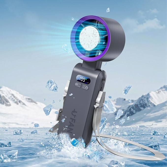 Handheld Fan, Portable Handheld Fan with Ice Function, mini personal fan, Turbo Powerful Rechargeable Fans,1-199 Speed