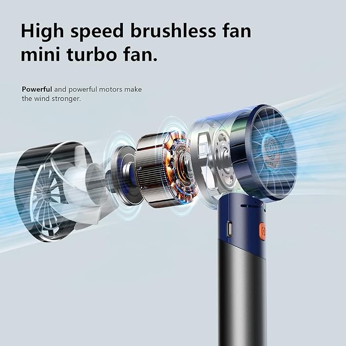 Handheld Fan,Portable Turbo Fan,Powerful Personal Fan(7000rpm High-Speed Motor,Battery Work 3-16 H),USB Rechargeable Mini