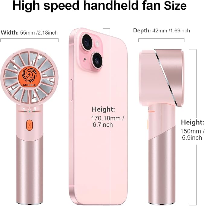 Handheld Fan,Portable Turbo Fan,Powerful Personal Fan(7000rpm High-Speed Motor,Battery Work 3-16 H),USB Rechargeable Mini