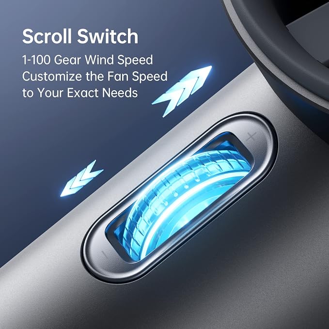 Handheld Fan Pro Series - Extreme Cooling Output: 1-100 Speed Scroll Wheel, Metal Body, Digital Display, 1.5H Fast Charge