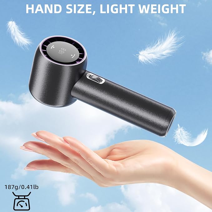 Handheld Fan, Speed(1-199) Adjustable Portable Fan, USB Rechargeable Personal Fan, 5000mAh Battery with Up to 18H Cooling