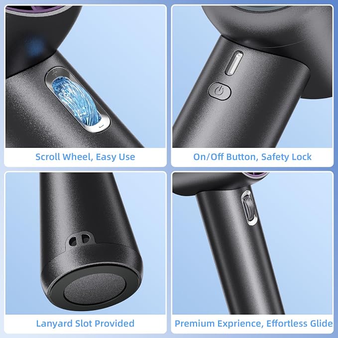 Handheld Fan, Speed(1-199) Adjustable Portable Fan, USB Rechargeable Personal Fan, 5000mAh Battery with Up to 18H Cooling