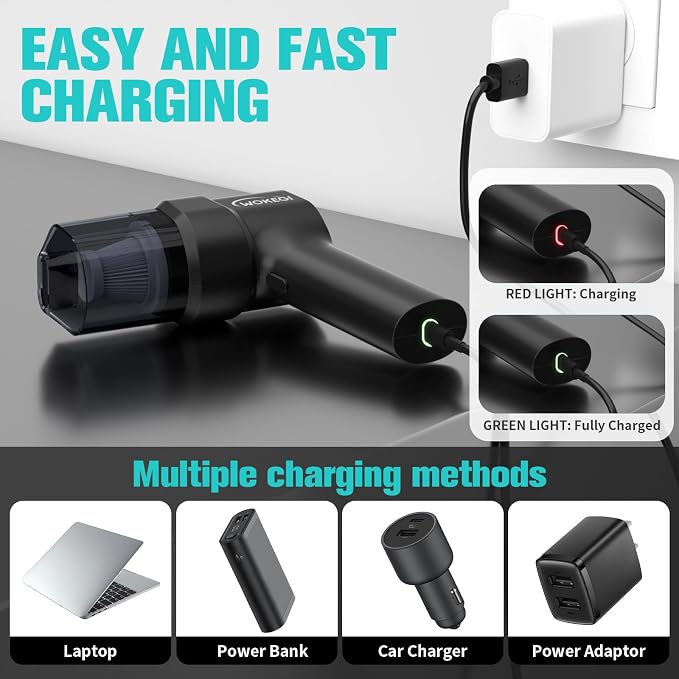 Handheld Mini Car Vacuum, 10000PA Cordless Portable Vacuum with 2000mAh Battery, alternate product view 5