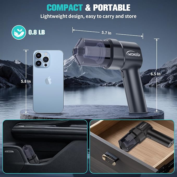 Handheld Mini Car Vacuum, 10000PA Cordless Portable Vacuum with 2000mAh Battery, alternate product view 7