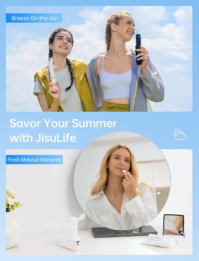 Handheld Mini Fan, 3 IN 1 USB Rechargeable Portable Fan [12-19 Working Hours] with Power Bank, Flashlight, Pocket Design for