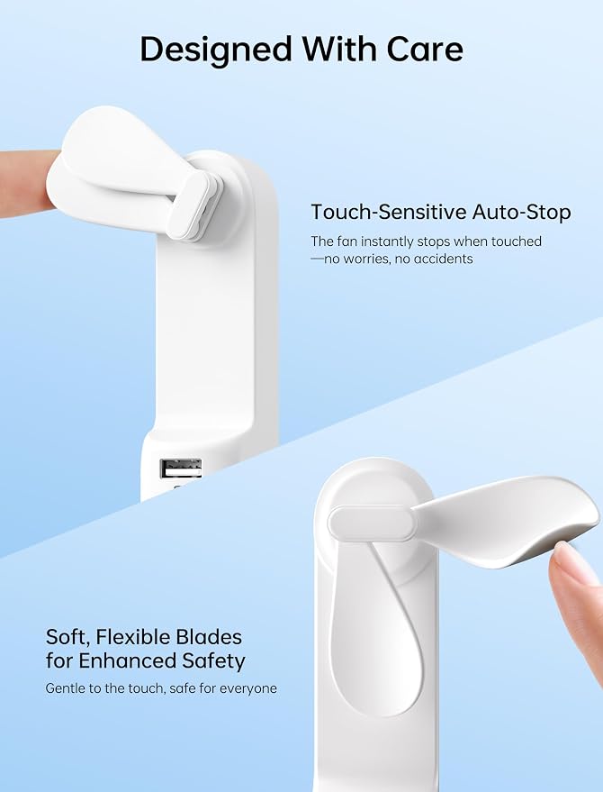 Handheld Mini Fan, 3 IN 1 USB Rechargeable Portable Fan [12-19 Working Hours] with Power Bank, Flashlight, Pocket Design for