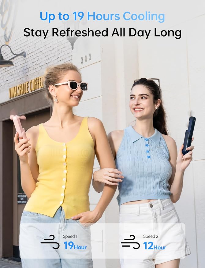 Handheld Mini Fan, 3 IN 1 USB Rechargeable Portable Fan [12-19 Working Hours] with Power Bank, Flashlight, Pocket Design for