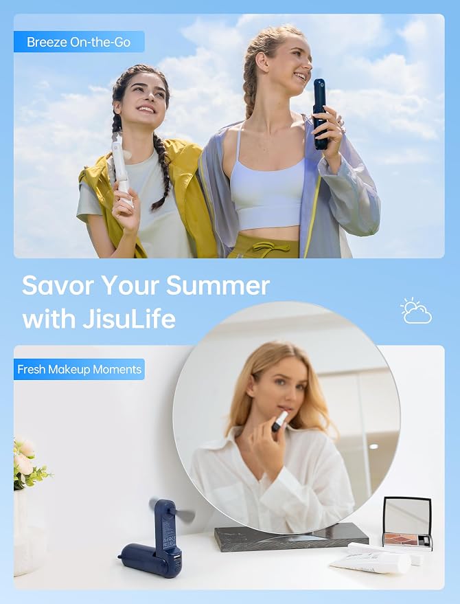 Handheld Mini Fan, 3 IN 1 USB Rechargeable Portable Fan [12-19 Working Hours] with Power Bank, Flashlight, Pocket Design for