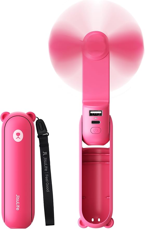 Handheld Mini Fan, 3 IN 1 USB Rechargeable Portable Fan [12-19 Working Hours] with Power Bank, Flashlight, Pocket Design for