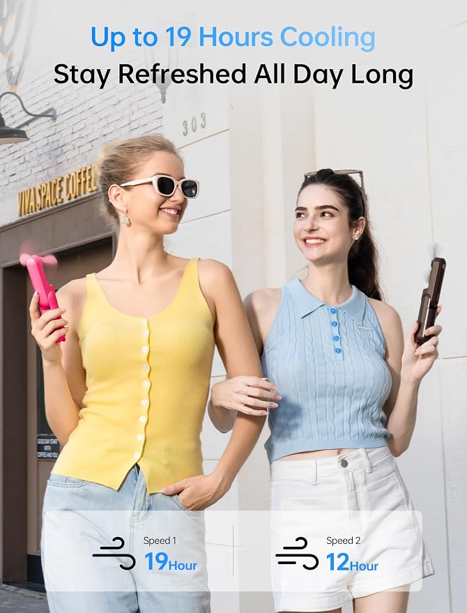 Handheld Mini Fan, 3 IN 1 USB Rechargeable Portable Fan [12-19 Working Hours] with Power Bank, Flashlight, Pocket Design for