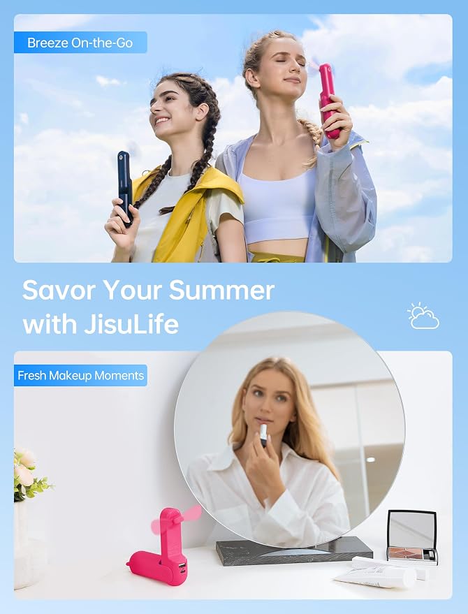 Handheld Mini Fan, 3 IN 1 USB Rechargeable Portable Fan [12-19 Working Hours] with Power Bank, Flashlight, Pocket Design for
