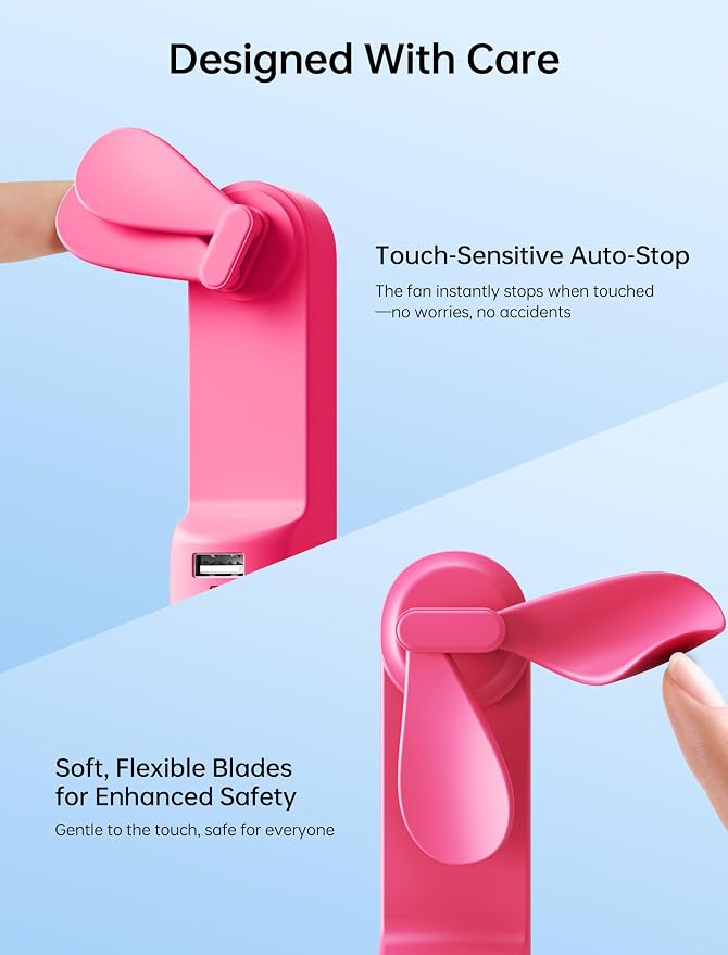 Handheld Mini Fan, 3 IN 1 USB Rechargeable Portable Fan [12-19 Working Hours] with Power Bank, Flashlight, Pocket Design for