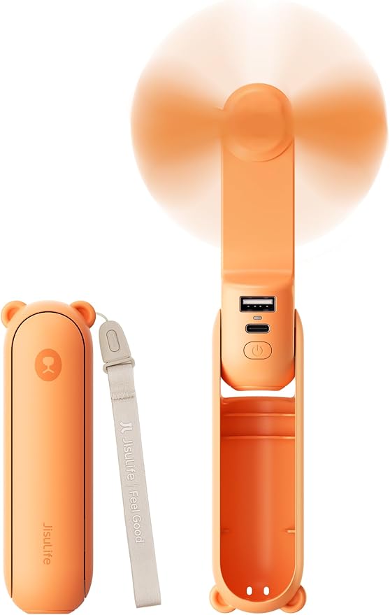 Handheld Mini Fan, 3 IN 1 USB Rechargeable Portable Fan [12-19 Working Hours] with Power Bank, Flashlight, Pocket Design for