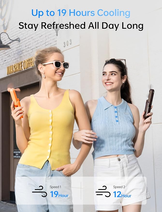 Handheld Mini Fan, 3 IN 1 USB Rechargeable Portable Fan [12-19 Working Hours] with Power Bank, Flashlight, Pocket Design for