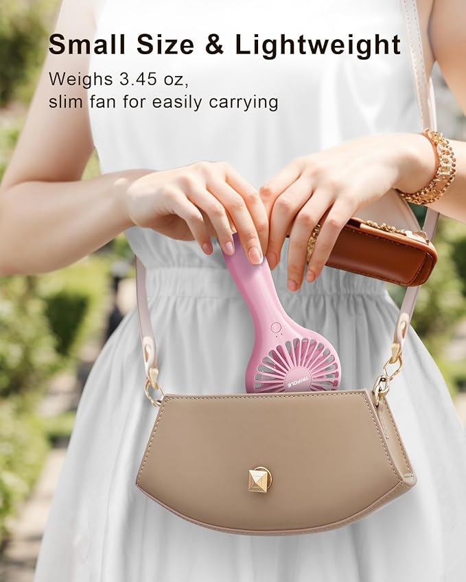 Handheld Mini Fan Battery Operated Small Personal Portable Fan Speed Adjustable USB Rechargeable Fans for Kids Girls Women