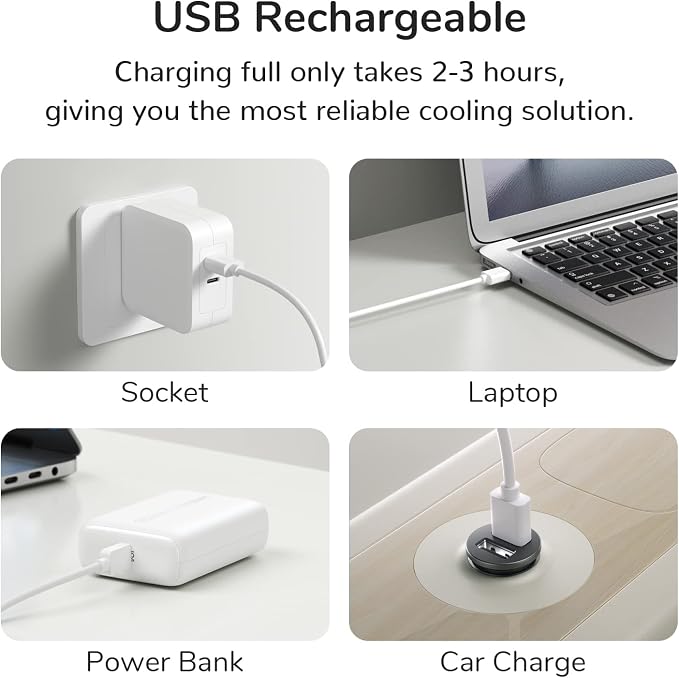 Handheld Mini Fan, Portable and Small with 3 Speeds, USB Rechargeable Battery Operate for Outdoor, Indoor, alternate view 3