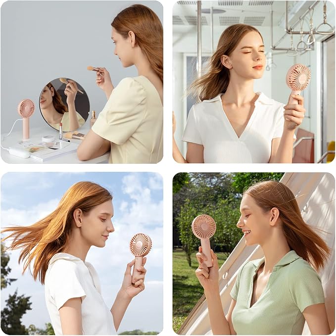 Handheld Mini Fan, Portable and Small with 3 Speeds, USB Rechargeable Battery Operate for Outdoor, Indoor, alternate view 6