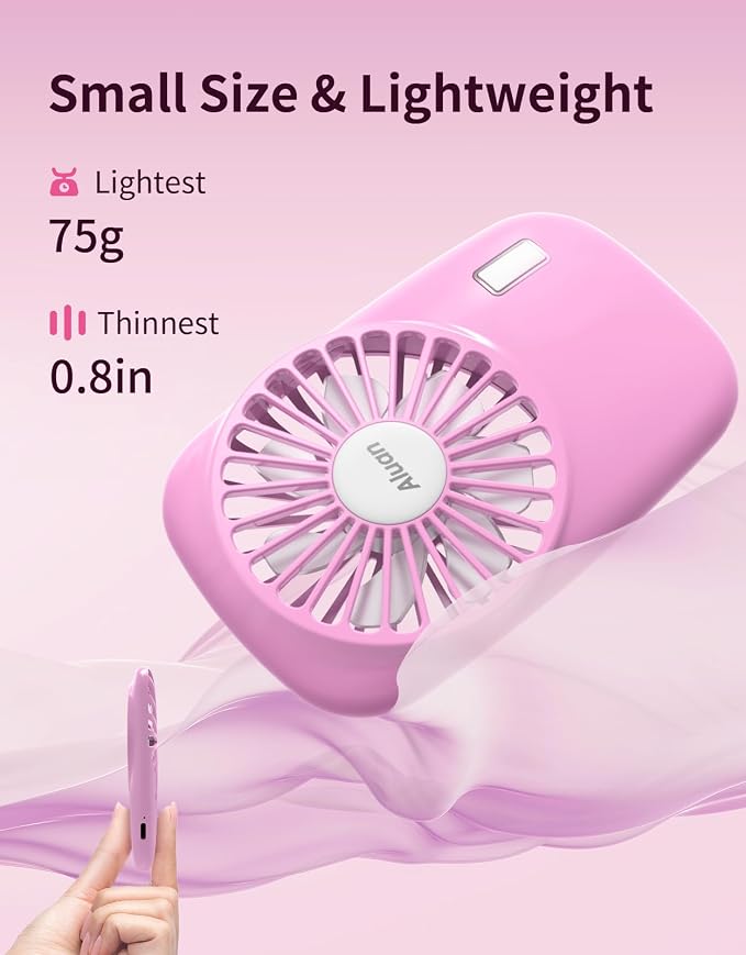 Handheld Mini Fan Powerful Small Personal Portable Speed Adjustable USB Rechargeable Eyelash Fan for Kids Girls Boys Woman