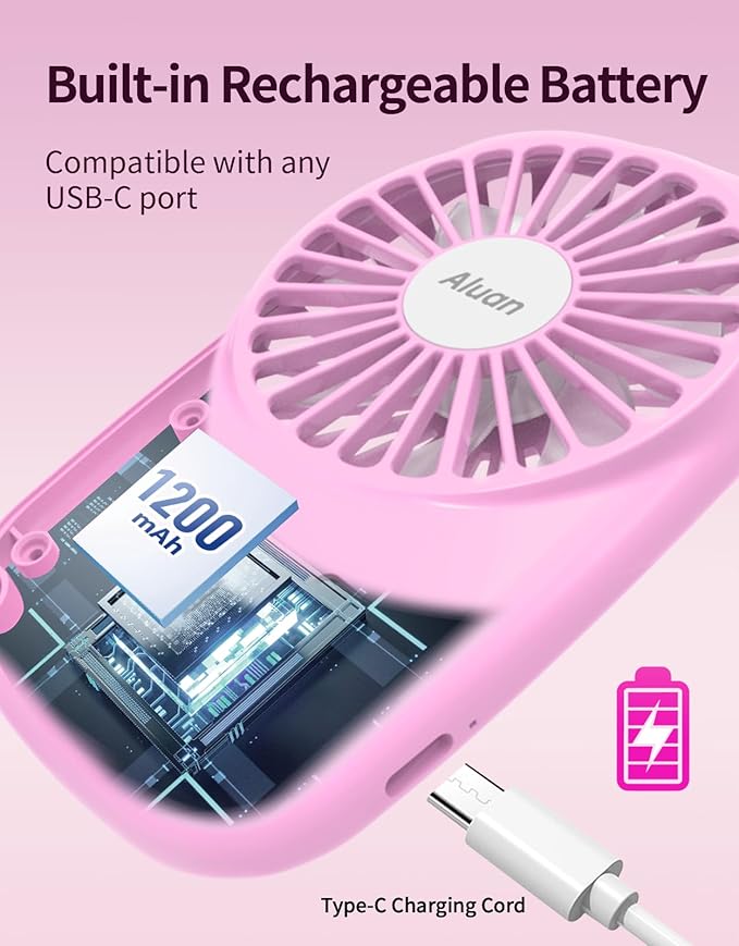 Handheld Mini Fan Powerful Small Personal Portable Speed Adjustable USB Rechargeable Eyelash Fan for Kids Girls Boys Woman