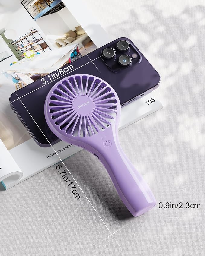 Handheld Mini Portable Fan, Personal Battery Travel Fan for Outdoor Trips Wedding Hot Flashes, Rechargeable & USB Powered