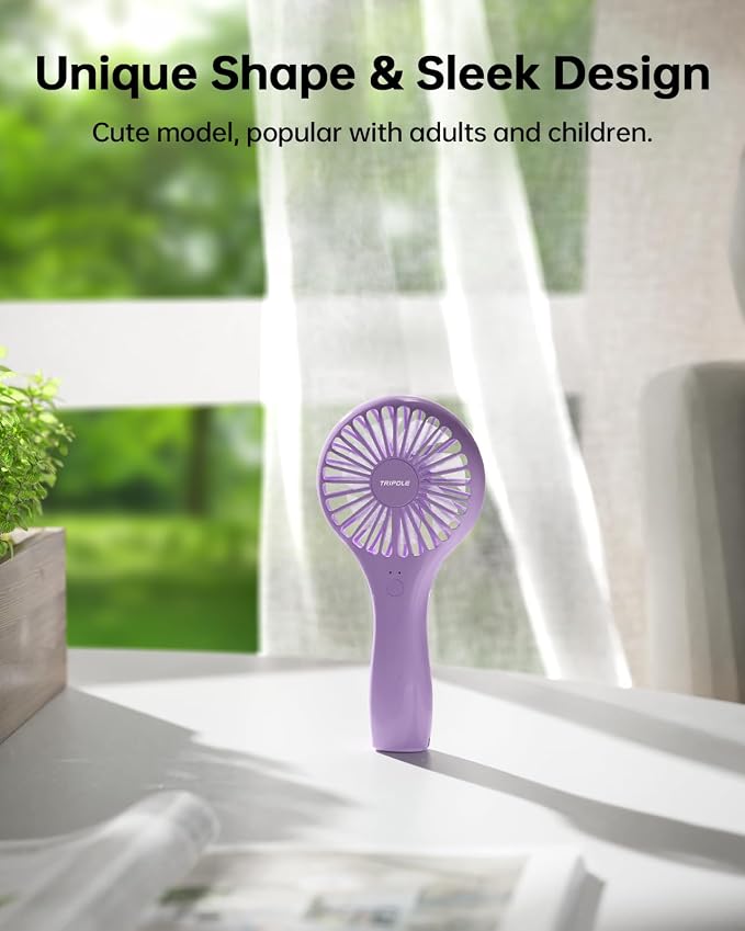 Handheld Mini Portable Fan, Personal Battery Travel Fan for Outdoor Trips Wedding Hot Flashes, Rechargeable & USB Powered