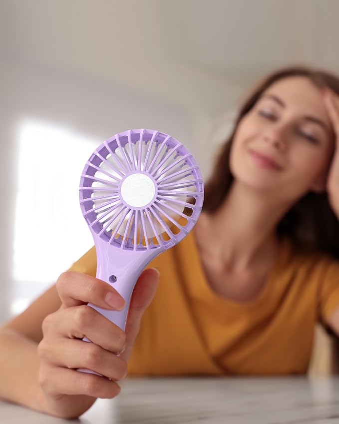 Handheld Mini Portable Fan, Personal Battery Travel Fan for Outdoor Trips Wedding Hot Flashes, Rechargeable & USB Powered