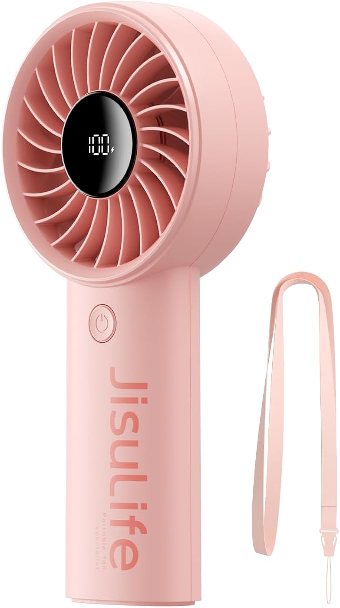 Handheld Portable Fan, Stronger and Longer-Lasting: 5 Speed, 3600mAh Battery, 12-Blade Turbo For Powerful Wider Wind, LED
