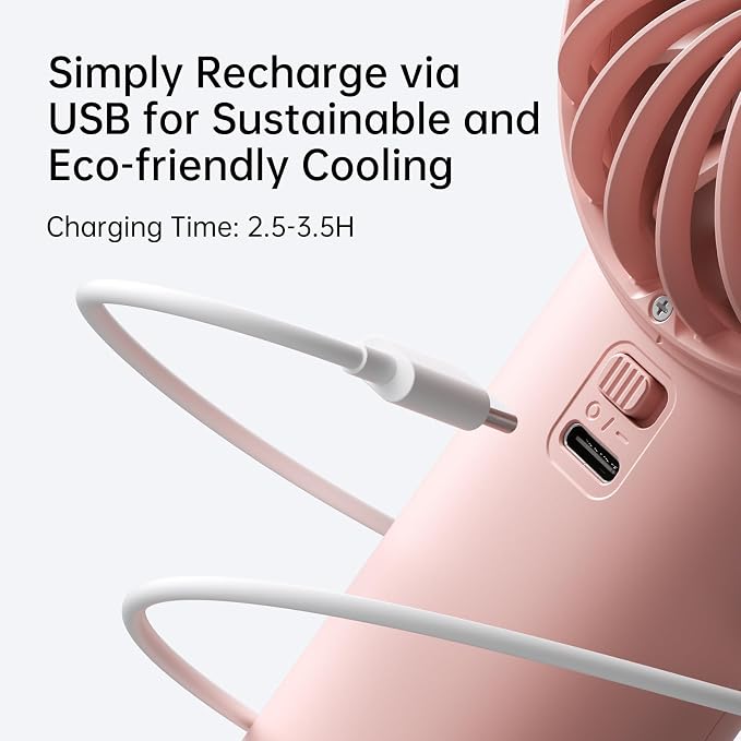 Handheld Portable Fan, Stronger and Longer-Lasting: 5 Speed, 3600mAh Battery, 12-Blade Turbo For Powerful Wider Wind, LED