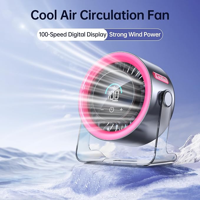 Handheld Portable Fan with Ice Cooler: 100-Speed 5500mAh Rechargeable Handheld Fan, 12H Time Hand Cooling Personal Fans with