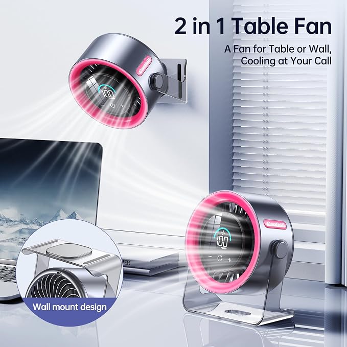 Handheld Portable Fan with Ice Cooler: 100-Speed 5500mAh Rechargeable Handheld Fan, 12H Time Hand Cooling Personal Fans with