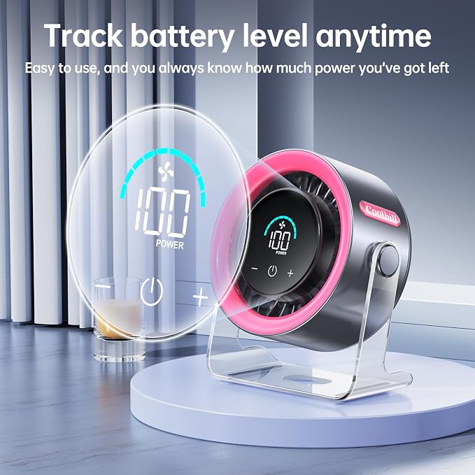 Handheld Portable Fan with Ice Cooler: 100-Speed 5500mAh Rechargeable Handheld Fan, 12H Time Hand Cooling Personal Fans with