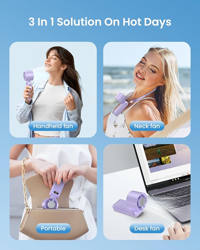Handheld Portable Turbo Fan with Ice Cooler, Speed (1-199) 5500mAh Rechargeable Personal Fan,[20H Cooling Time], alternate